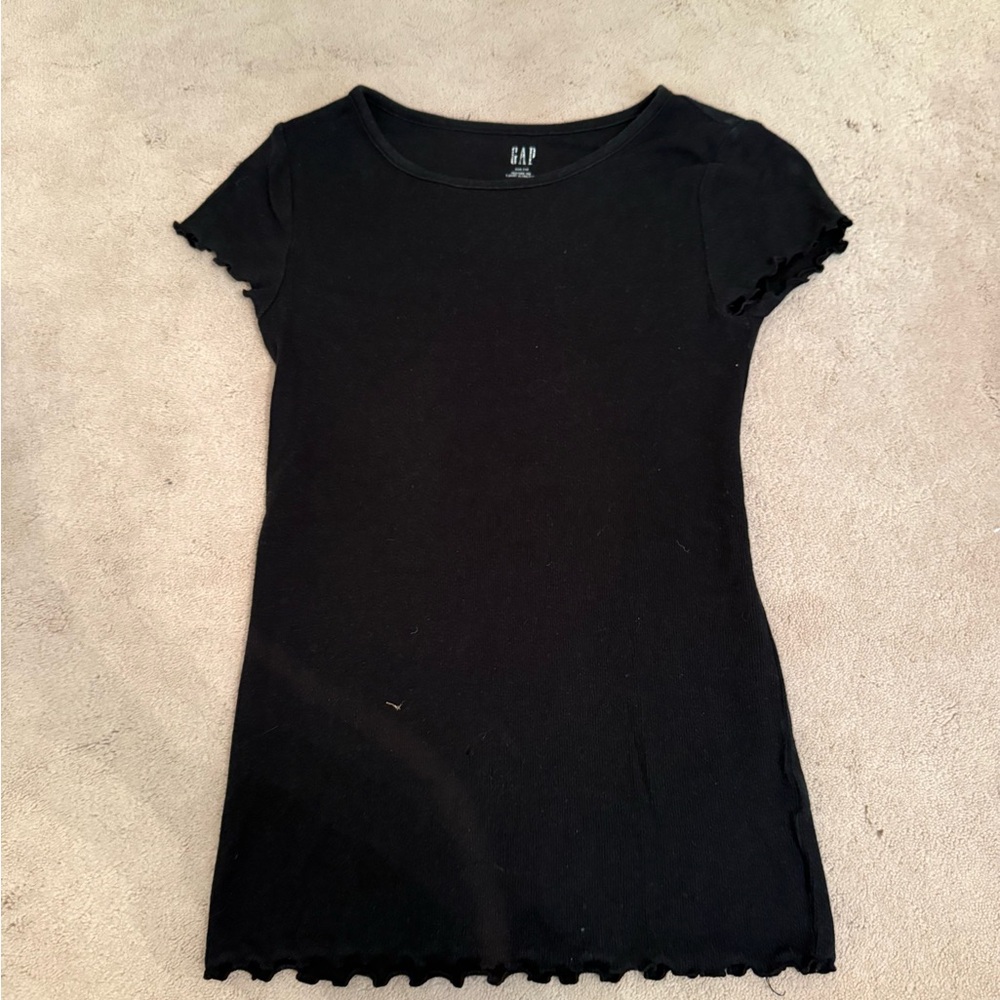 GAP Black Lettuce-Trim Short Sleeve Tee